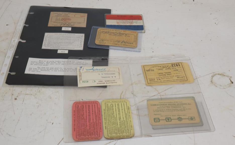 Group of 8 1920's & 1930's Standard Oil and Beacon Paper Courtesy and Credit Cards: largest 4" x 2.5"