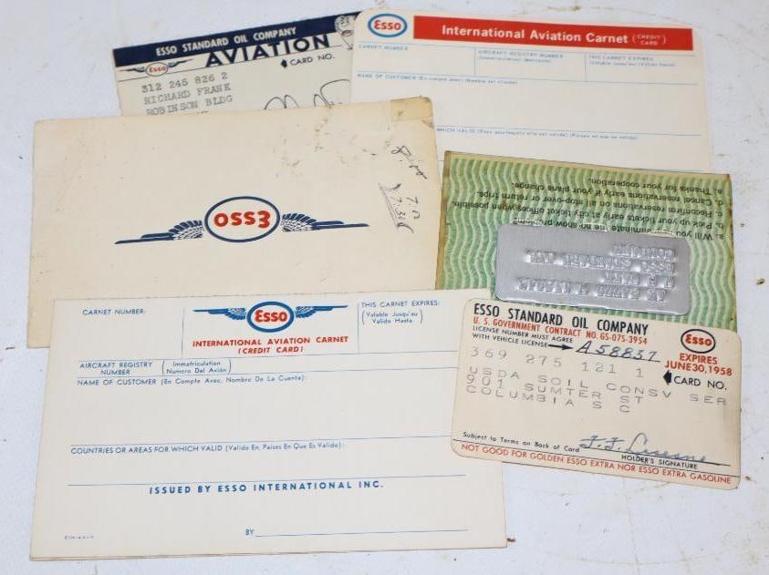 Group of 6 Esso Aviation Identification and Air Travel Cards: largest 5" x 3"