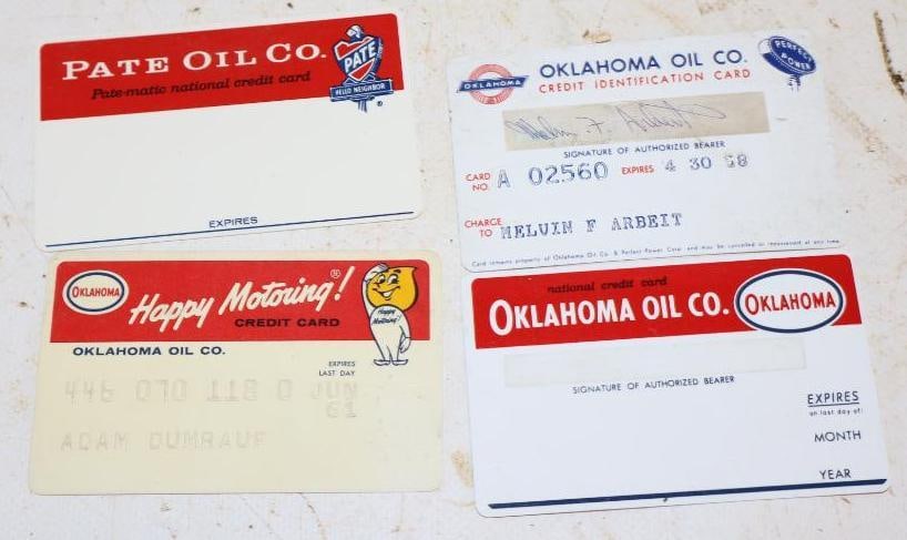 Group of 4 Pate and Oklahoma Plastic Credit Cards: 3.25" x 2" each