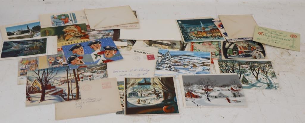 Group of 31 Standard and Esso Dealers Christmas Cards: largest 7" x 5"