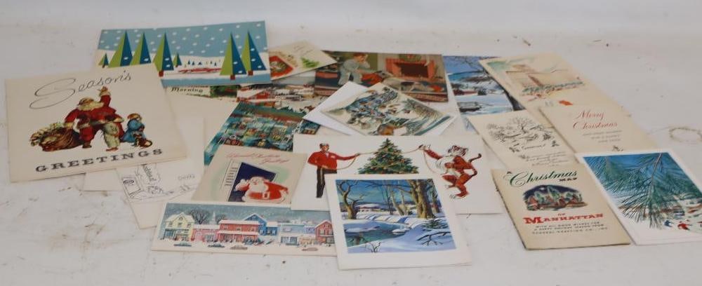Group of 21 Esso and Standard Dealers Christmas and New Year Greeting Cards and Stickers: largest 8.5" x 11"