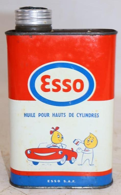 Esso Upper Motor Lubricant 1 Liter Oil Can with Mr. & Mrs. Oil Drop: 4.5" x 2.5" x 7.5", full
