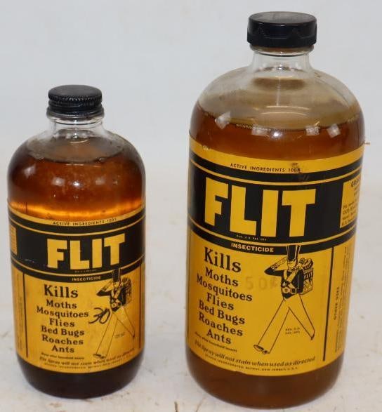 Group of 2 Standard of NJ Flit Quart and Pint Glass Bottles with Paper Labels (1 of 2)