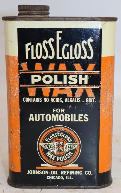 Johnson Oil Refining Floss-E-Gloss Auto Wax Polish Can (1 of 2)
