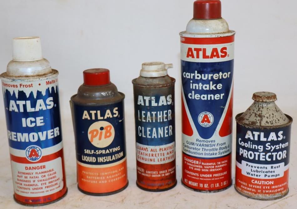 Group of 5 Atlas Car Care Product Cans (1 of 2)
