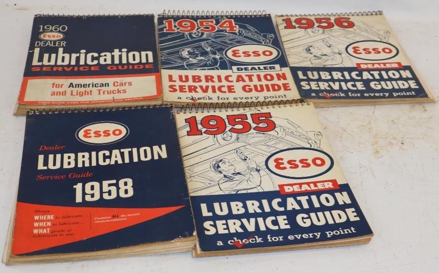 Group of 5 Esso 1950's & 1960's Lubrication Chart Books (1 of 5)