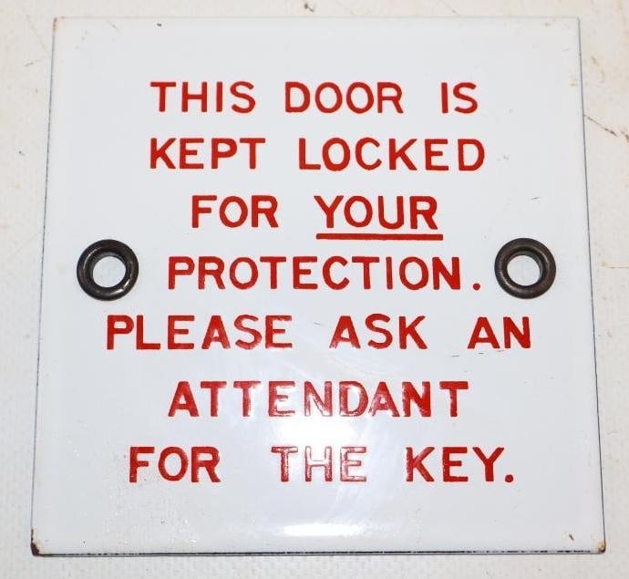 Porcelain Ask an Attendant for Key Restroom Sign: 4" x 4"