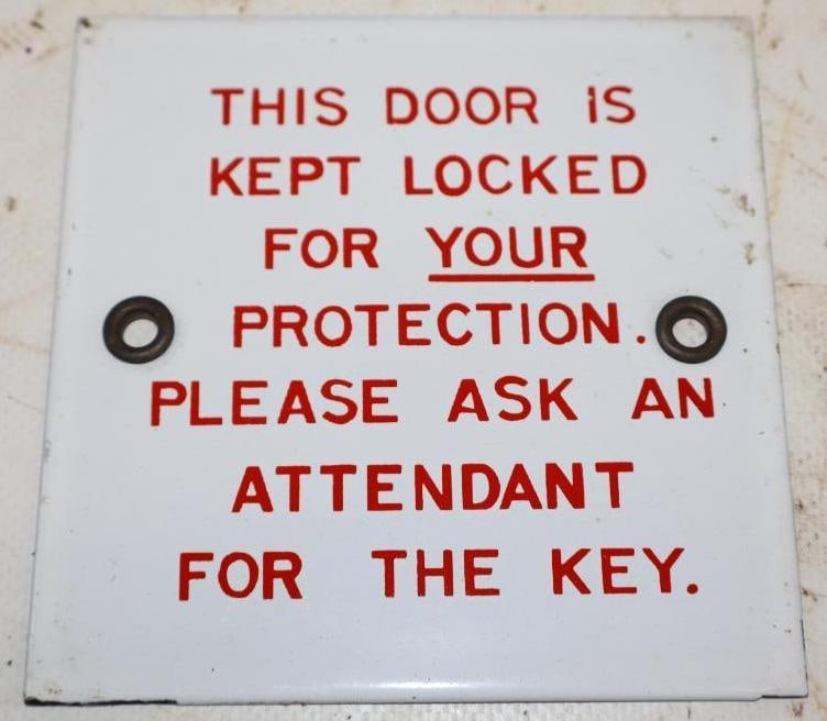 Porcelain Ask an Attendant for Key Restroom Sign: 4" x 4"