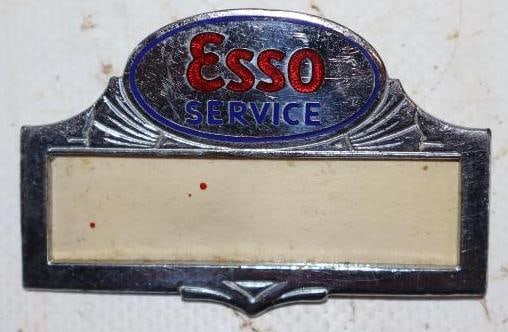 Cloisonne Esso Service Pin Back Employee Badge: 2.25" x 1.5"