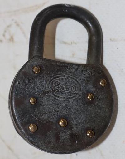 Esso Oil Abus Embossed Gas Pump Lock with Key (1 of 2)