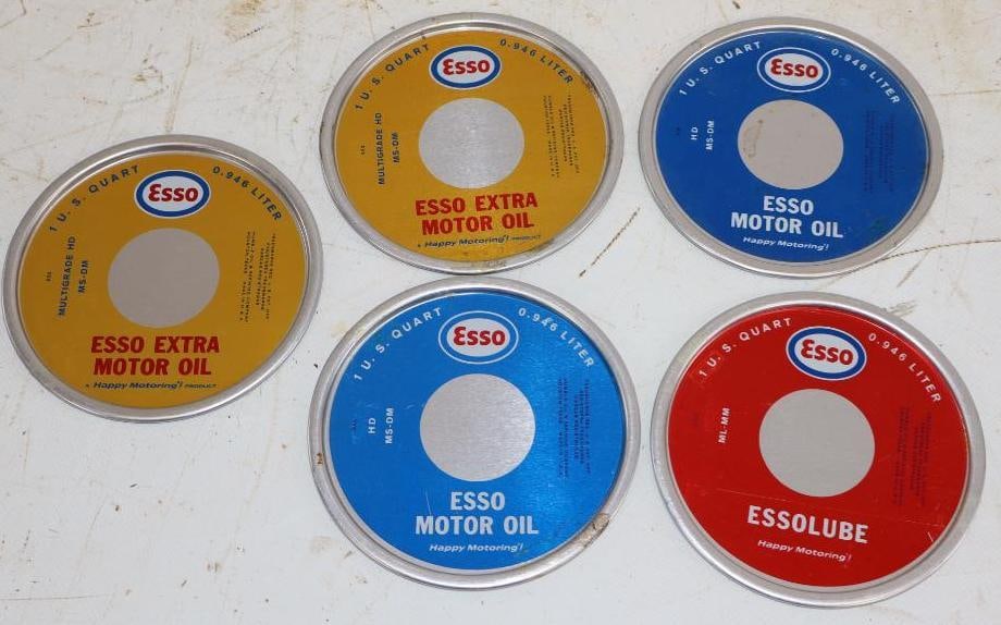 Group of 5 Unused Esso One Quart Oil Can Lids (1 of 5)
