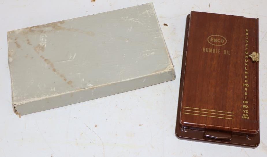 Enco Humble Oil Co Metal Desktop Phone Contact Organizer in Original Box: 7.75" x 4.25" x 1"