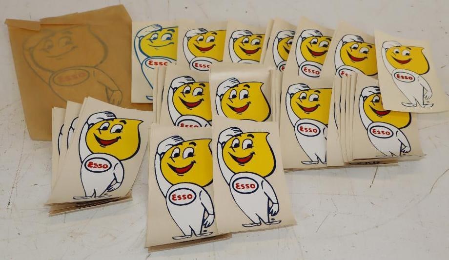 Group of 38 Esso Mr. Oil Drop Advertising Decals: Largest is 4" x 8"
