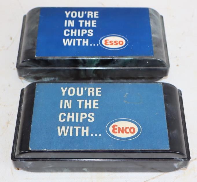 Group of 2 Enco and Esso Poker Chip Sets (1 of 3)