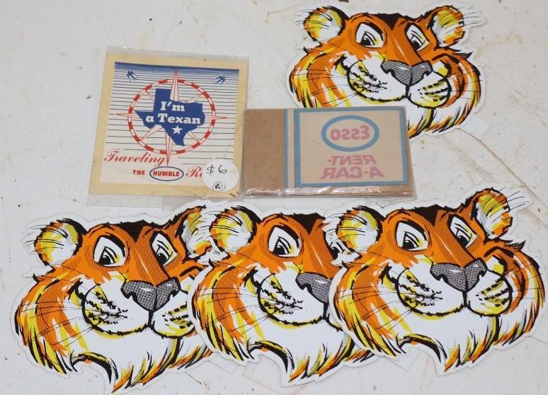 Group of 6 Humble and Esso Decals and Tiger Stickers: Largest is 5" x 4"