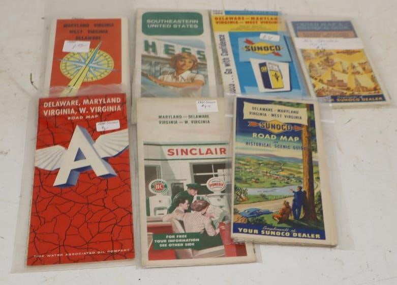 Group of 7 Sunoco, Tidewater, Sinclair, and Hess Gas Station Road Maps (1 of 5)