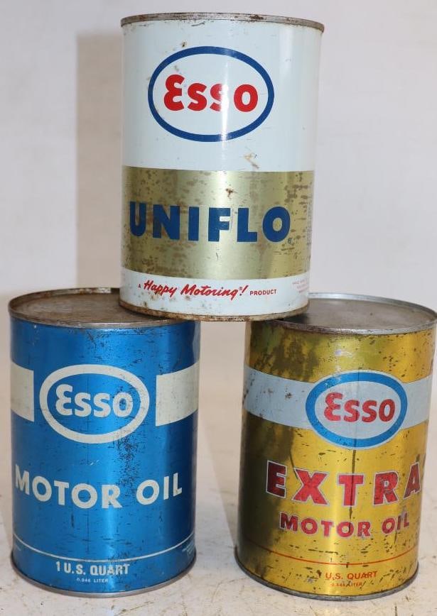 Group of 3 Different Esso 1 Qt Metal Oil Cans (1 of 2)