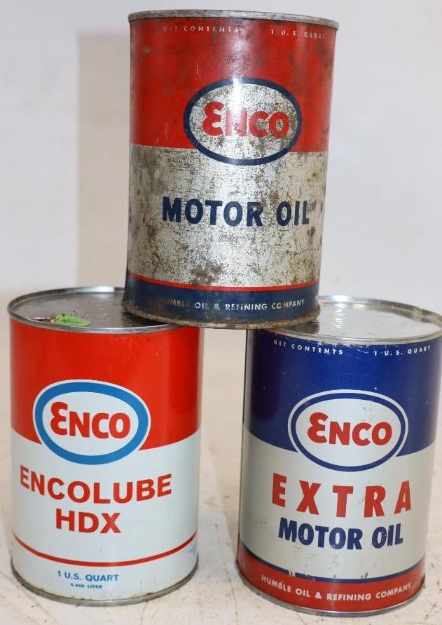 Group of 3 Different Enco 1 Qt Metal Oil Cans (1 of 2)