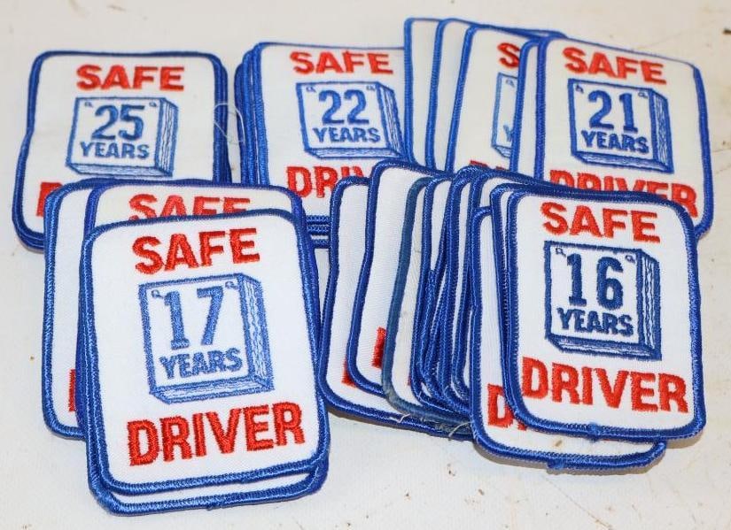 Group of 32 Different Exxon Safe Driver Achievement Coat Patches: 2.5" x 3.5" each