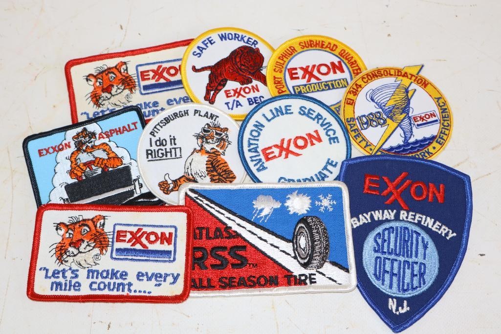 Group of 10 Exxon and Atlas Advertising Shirt Patches: Largest is 4.5" x 3"