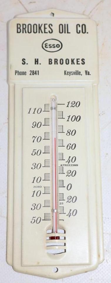Brookes Oil Esso Advertising Thermometer: 2.5" x 7.75"