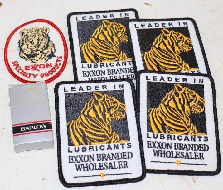 Group of 6 Exxon Lubricant Coat Patches with Tiger and NOS Key Chain (1 of 2)