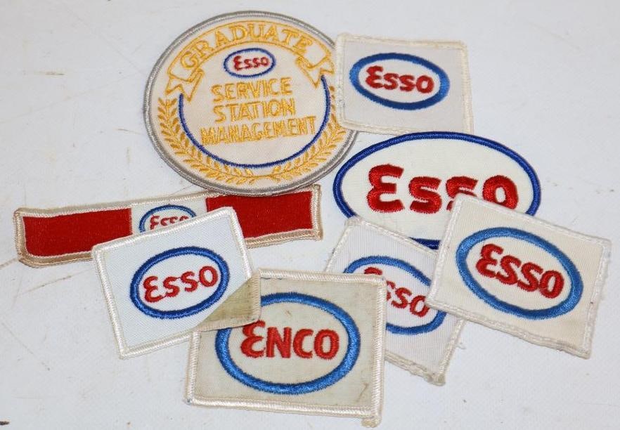 Group of 8 Esso and Enco Shirt and Coat Patches: Largest is 3.75" x 3.75"