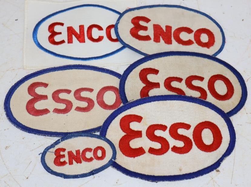 Group of 6 Esso and Enco Advertising Shirt and Coat Patches: Largest is 6" x 4"