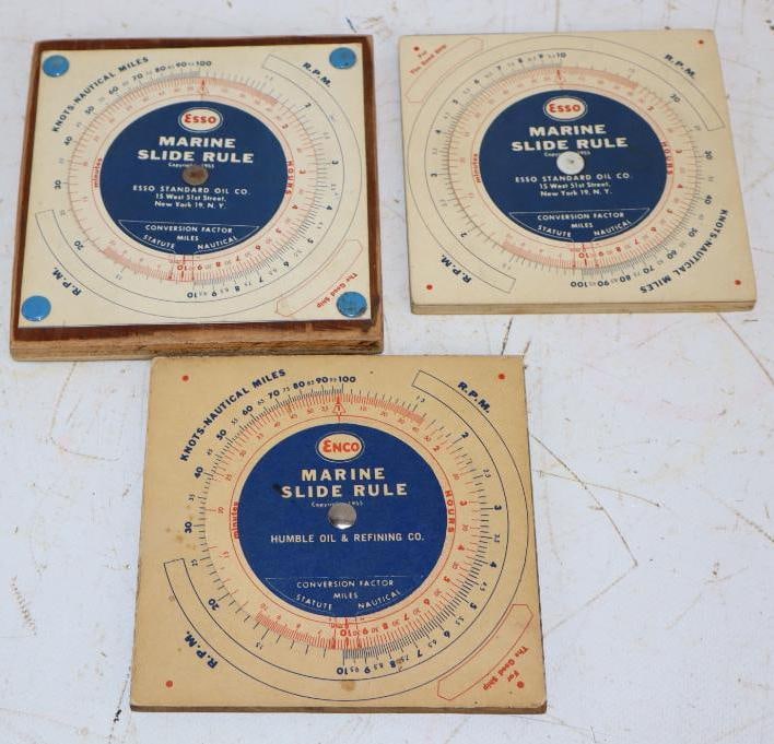 Group of 3 Esso Marine Sliderulers (1 of 4)