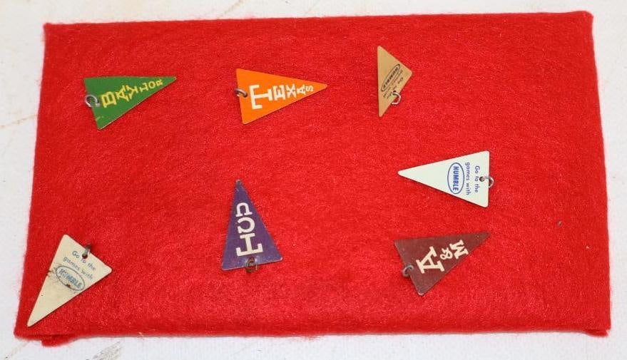 Group of 7 Humble Texas University Metal Pennant Lapel Pins: 0.75" x 1.25" each