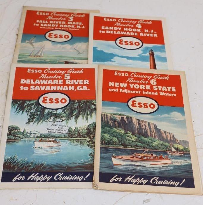 Group of 4 Esso Happy Cruising Guide Maps #3, 4, 5, and 6 with Great Boating Graphics: 9.5" x 6.25" each