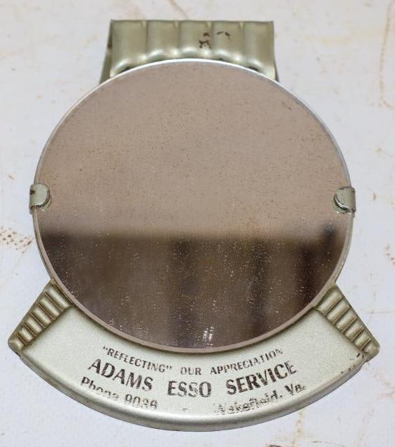 Adams Esso Service Clip On Advertising Car Mirror: 4" x 4.75" x 1"