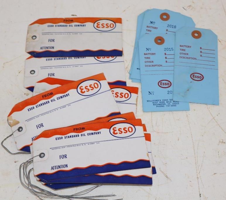 Group of 14 Esso Cardstock Tags: Largest is 5.25" x 2.5"