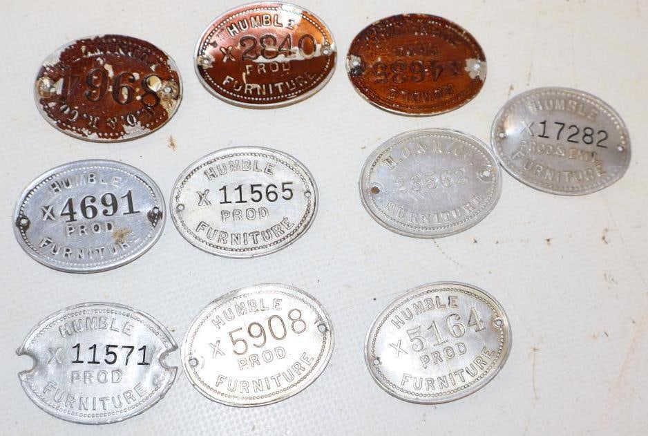 Group of 10 Humble Furniture Aluminum Identification Tags (1 of 3)