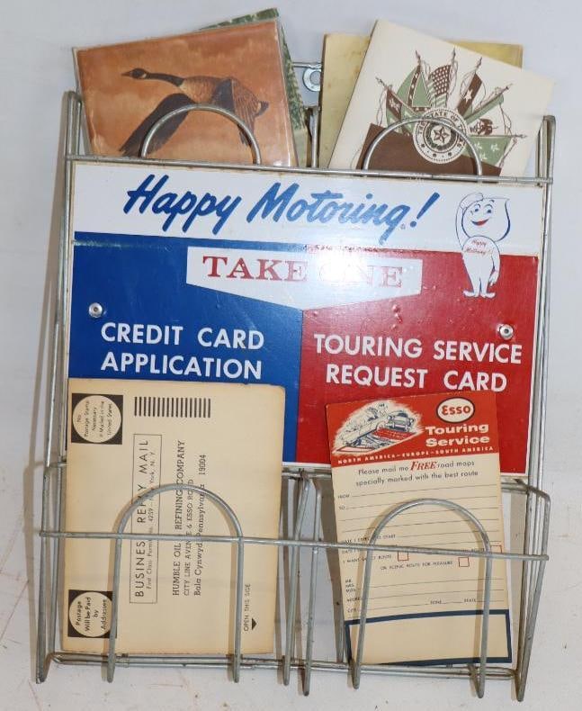 Happy Motoring Esso Credit Card and Touring Service Display Rack with Cards and Sportsmens Guides (1 of 3)