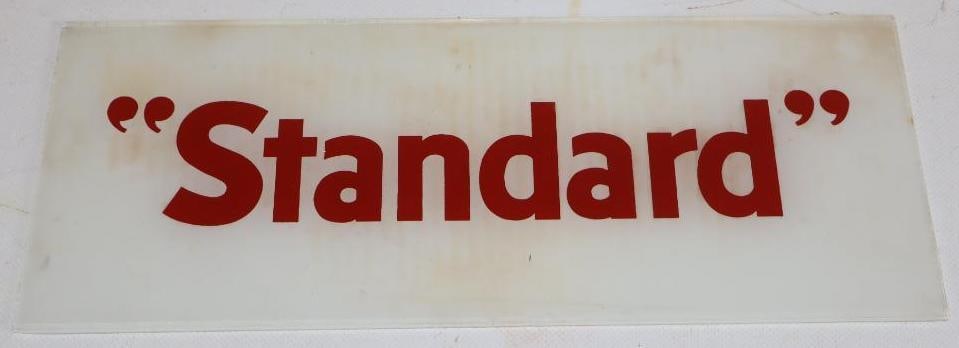 Standard Oil Gas Pump Ad Glass: 12.25" x 5"
