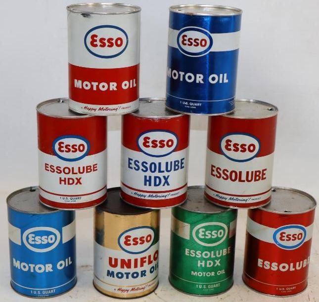 Group of 9 Esso Composite 1 Quart Oil Cans (1 of 2)