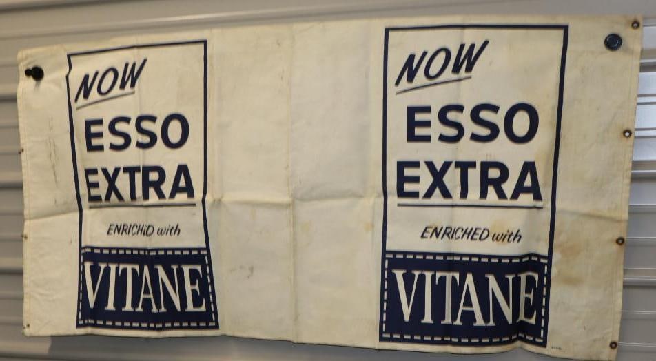 Esso Extra with Vitane Canvas Advertising Banner: 58" x 29"