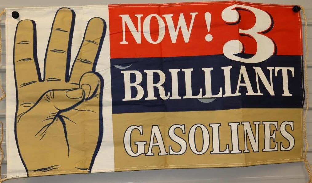 Esso "Now with 3 Brilliant Gasolines" Canvas Advertising Banner (1 of 4)