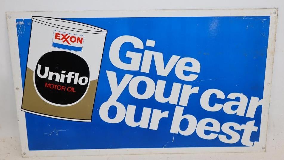 Exxon Uniflo Oil Can Rack Display Sign SST (1 of 2)