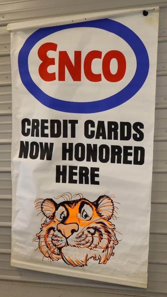 Enco "Credit Card Now Honoring Here" Canvas Banner with Tiger (1 of 14)
