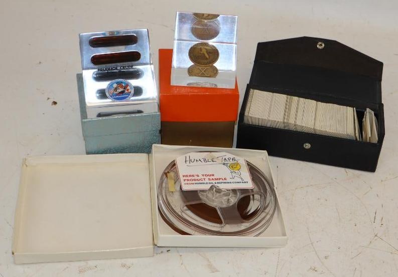 Group of 4 Humble Oil Training Film, Slides, and Paperweights in Original Boxes: 6.25" x 2.25" x 2.25"