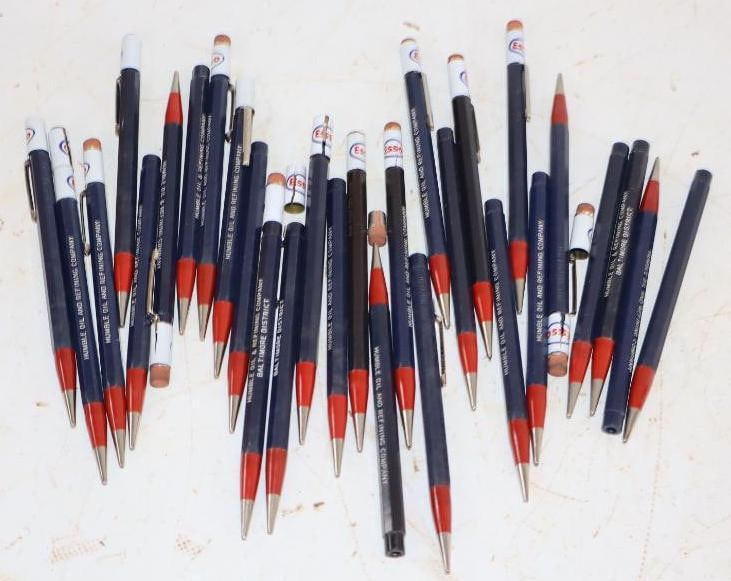 Large Group of Esso Mechanical Pencils and Parts: Largest is 5.75" Long