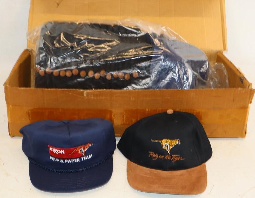 Group of 23 Exxon Black and Blue Pulp & Paper Team Hats: Leather Band Adjustable, 9" x 6" x 4.5" each