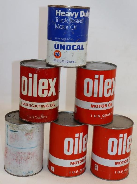 Group of 6 Oilex, Wilco, and Union 76 Composite 1 Quart Oil Cans (1 of 2)