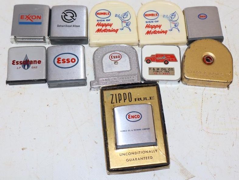 Group of 11 Esso & Enco Advertising Pocket Measuring Tapes: Largest is 2" x 2"