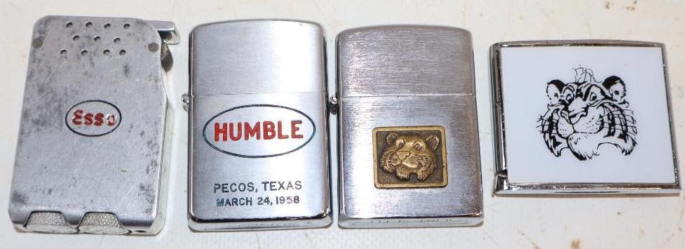 Group of 4 Humble & Esso Zippo Style Lighters & Tape Measure (1 of 2)