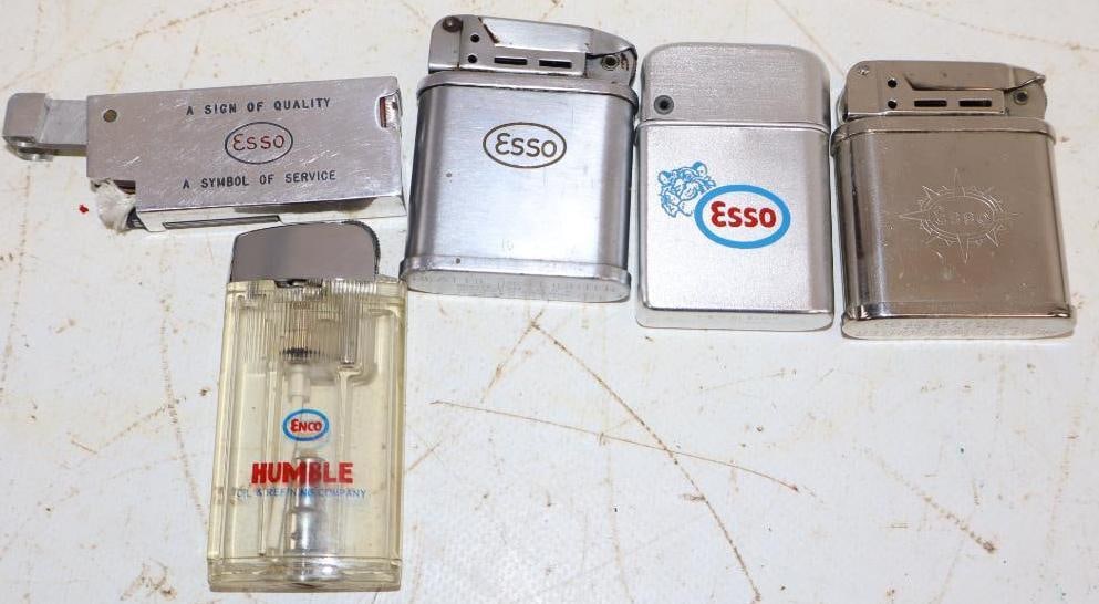 Group of 5 Esso Advertising Zippo Style Lighters (1 of 2)