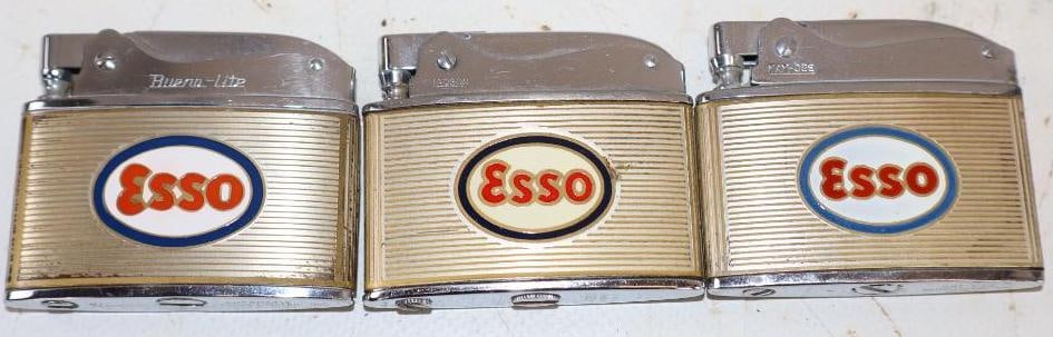 Group of 3 Esso Advertising Refillable Lighters: 2" x 1.75" each