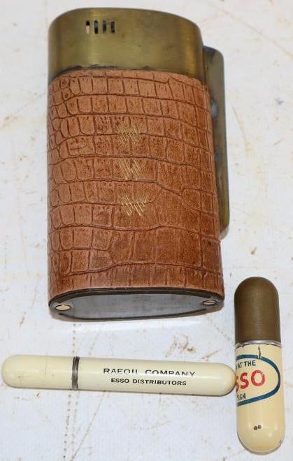 Group of 3 Esso Aviation Tabletop Lighter & Gas Station Stick Lighters (1 of 3)